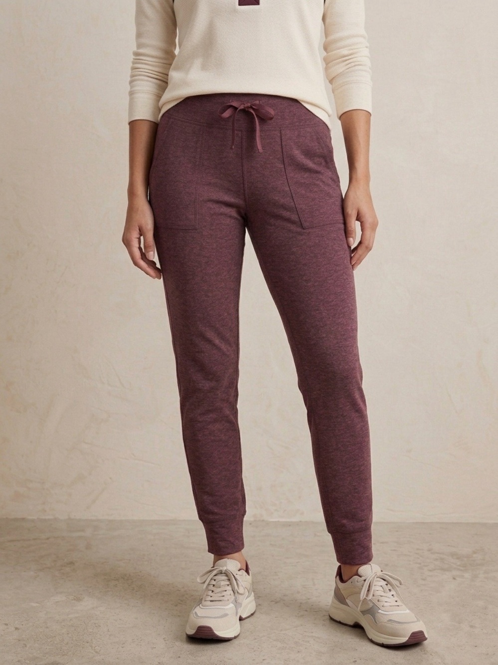 Aerie Play Pocket Cuff Heather Leggings Burgundy Size Large